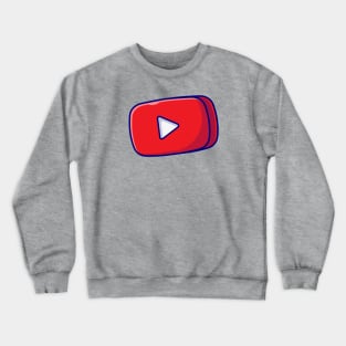 Red Play Button in Rounded Rectangle Music Cartoon Vector Icon Illustration (2) Crewneck Sweatshirt